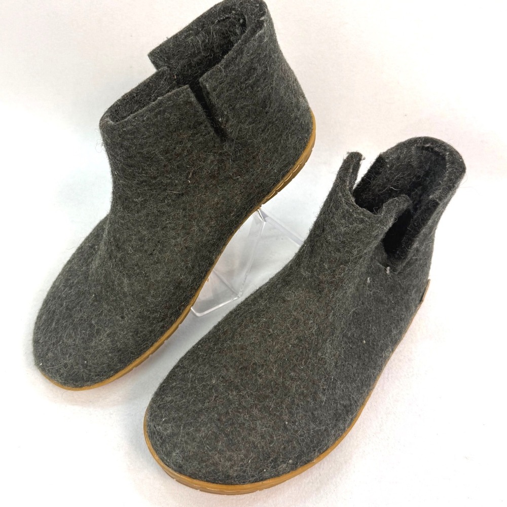 Glerups Model G Wool Boot Slippers Charcoal Grey Rubber Sole EU 36 Womens 6